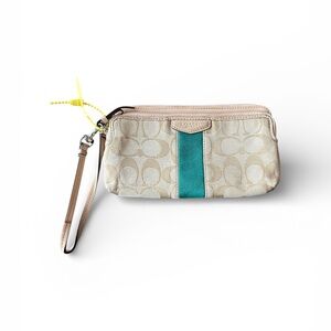 Coach‎ Wristlet with Beige and Teal Design